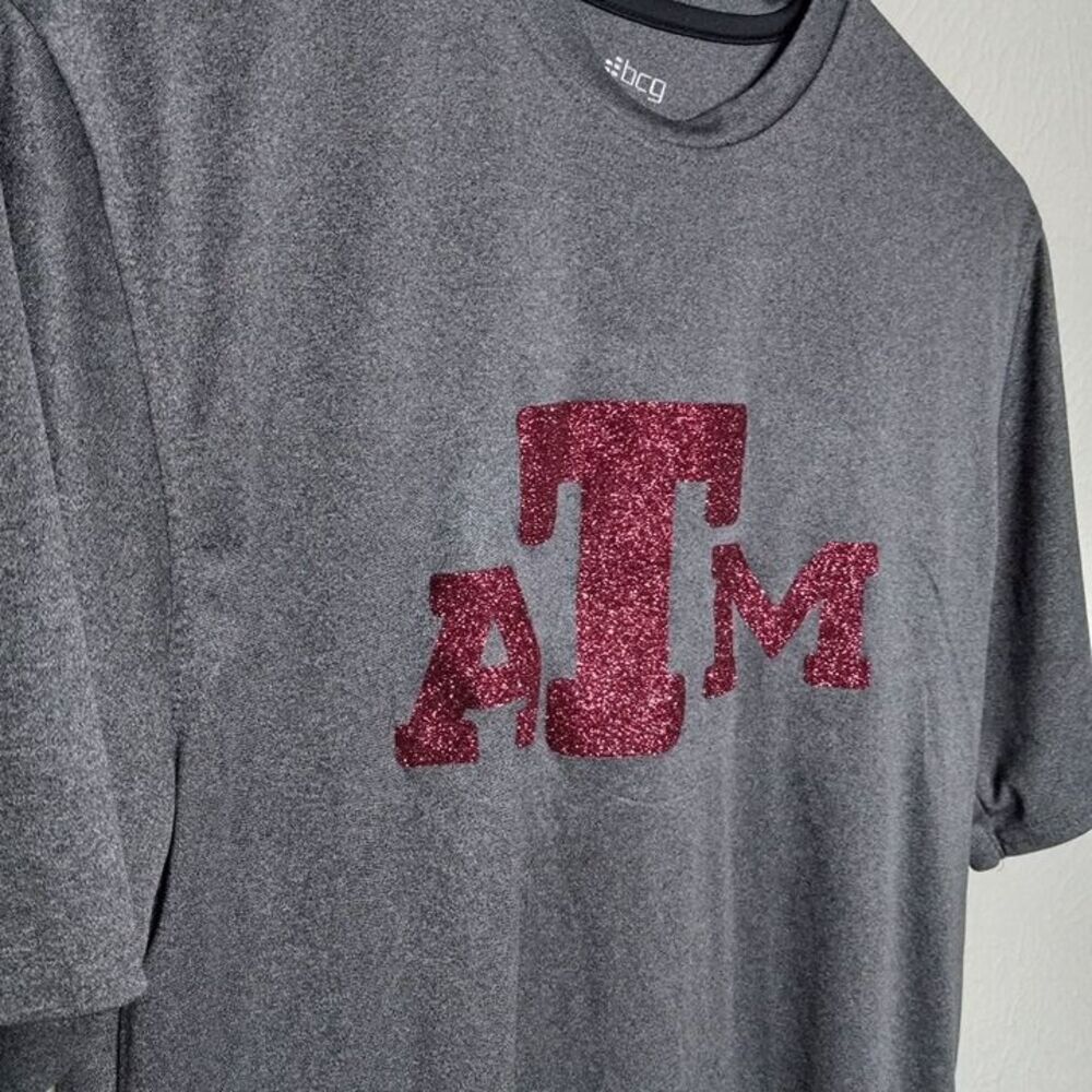 BCG Mens Texas A&M University ATM Glitter Logo Gray Activewear T-Shirt Size‎ S